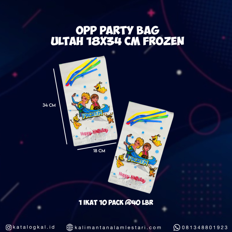 [Pabrik Plastik] - OPP Party Bag Ultah 18X34 cm Frozen