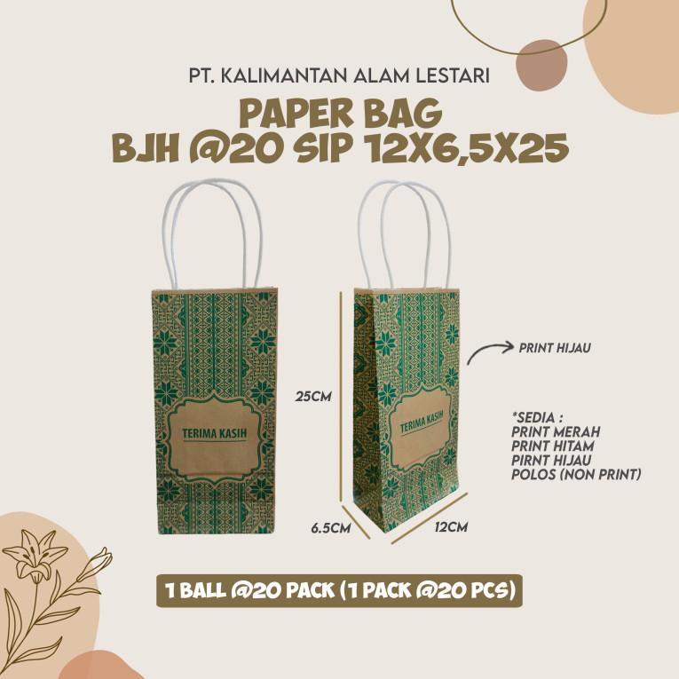 [SIPaper] - Paper Bag BJH 12x6.5x25cm @20